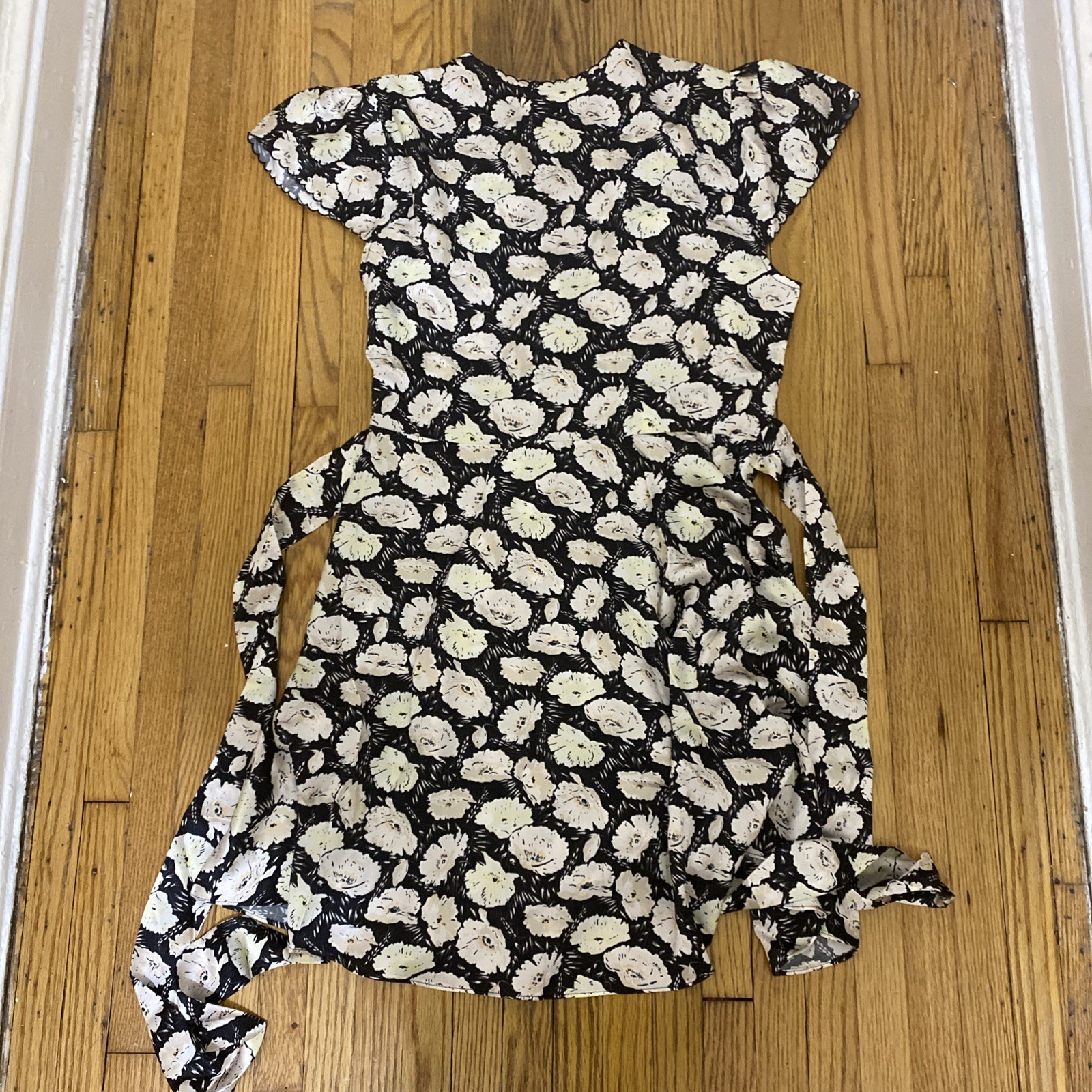 DOEN Dianne Floral-print Silk-satin Mini Dress Sz M Orig $400 NEW