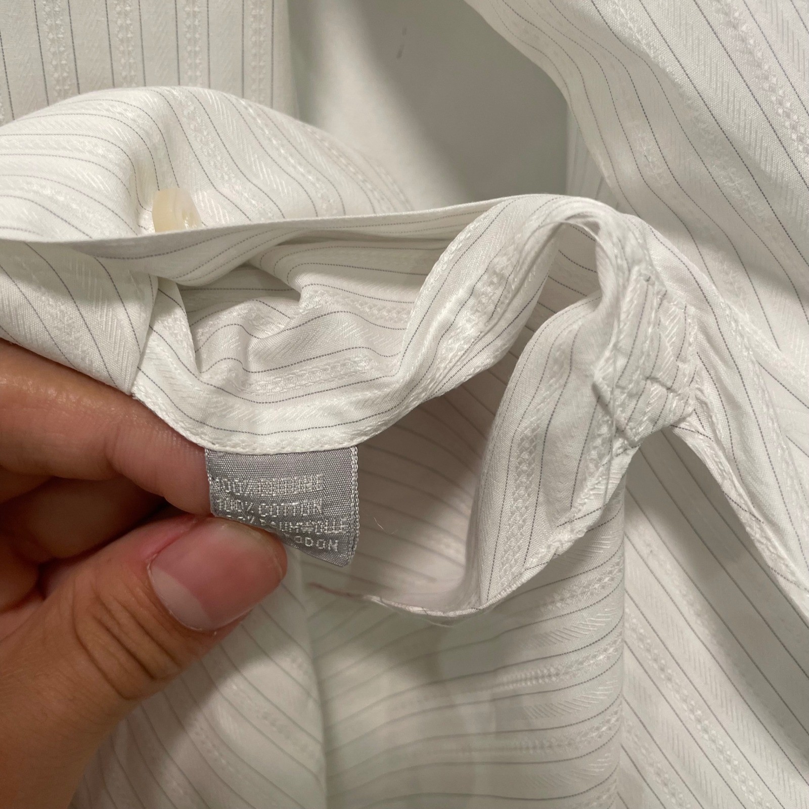 Stefano Ricci Men Dress Shirt White Grey Pinstripe French Cuff Cotton Made Italy