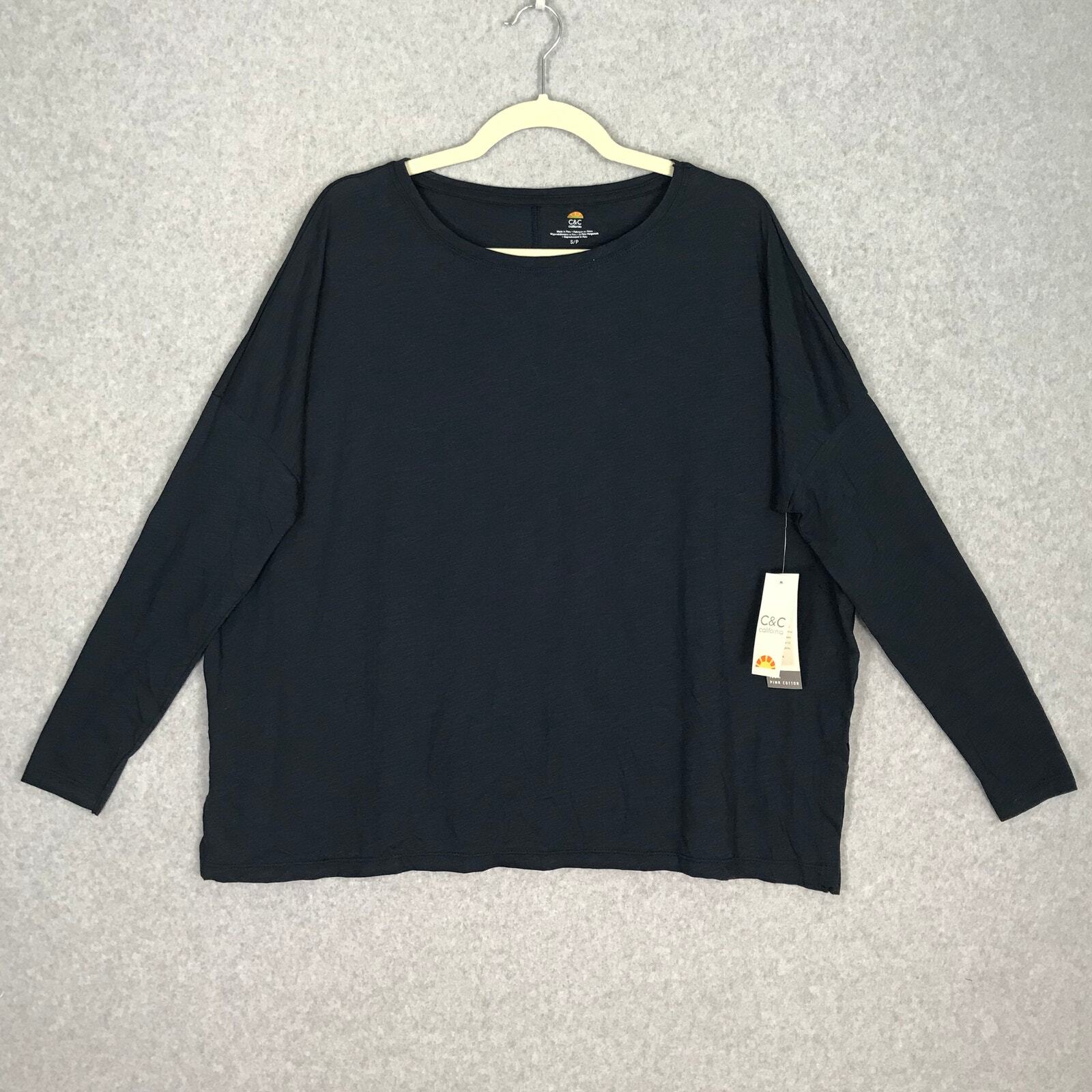 C&C California Shirt Small Navy Pima Cotton Basic Oversized Stretch Slouchy
