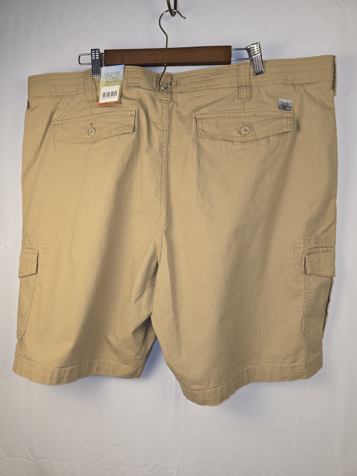 Men’s Ocean Coast Big & Tall NWT Khaki Cargo Flex Comfort Waistband Shorts 44