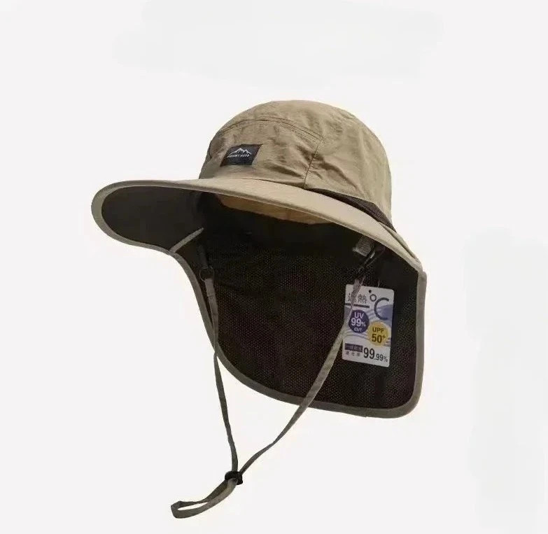 Wide Brim Sun Hat with Neck Flap UV Protection Hiking Fishing Cap for Men Women