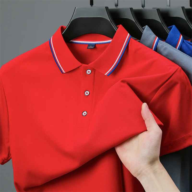 Men’s Solid Polo Shirt Breathable Summer Beach Business Casual Tee Tshirt Gift
