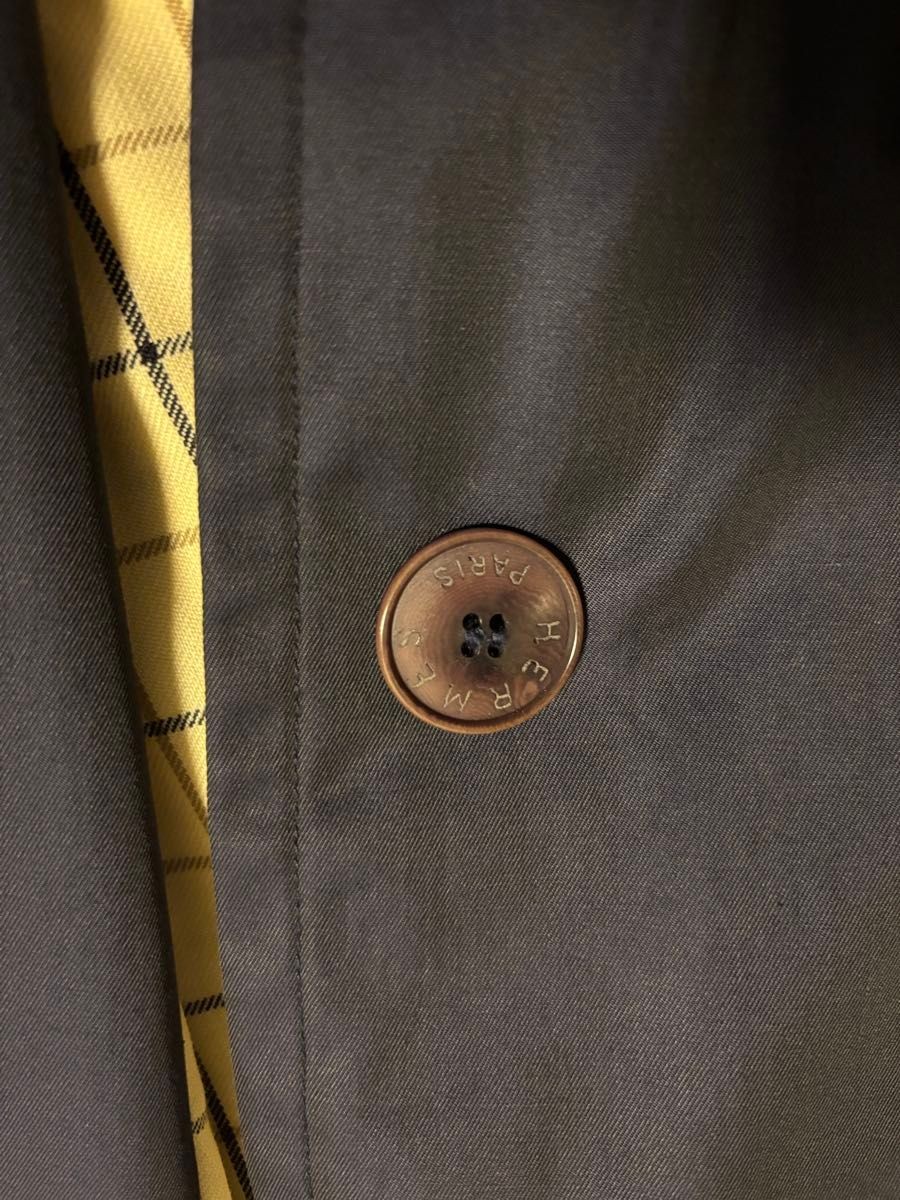 HERMES Vintage Trench Coat Cotton/Wool Lining Waist Belt Maxi Length S France