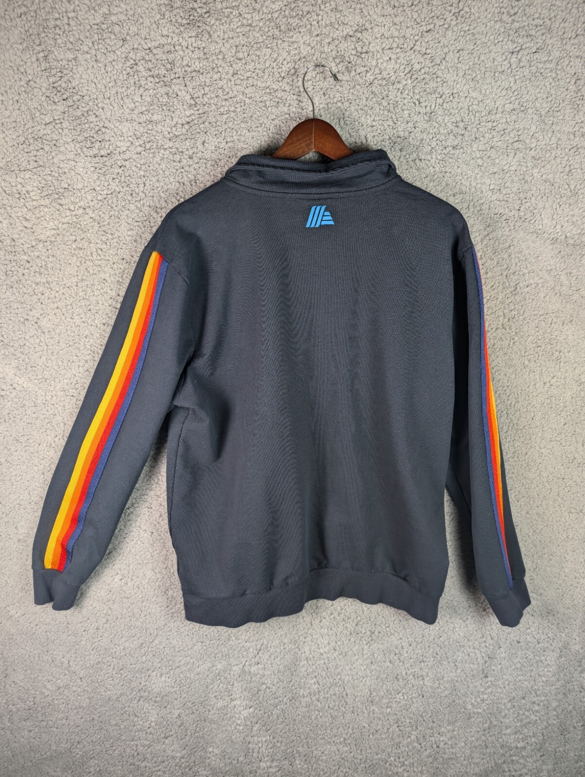 ALDI Pullover 1/4 Zip Large Mock Neck Logo Rainbow Long Sleeve