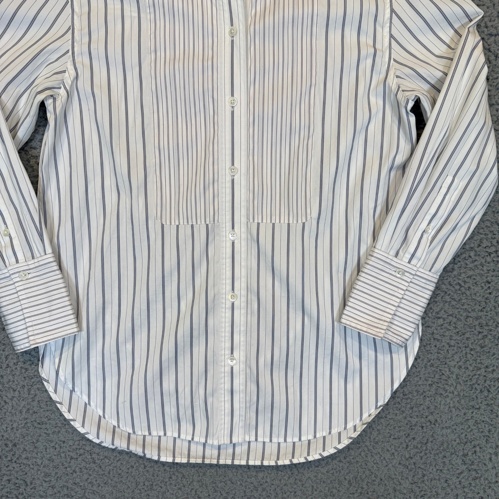 Madewell Striped Button Down Womens Bib Front Small White Blue Cotton Preppy