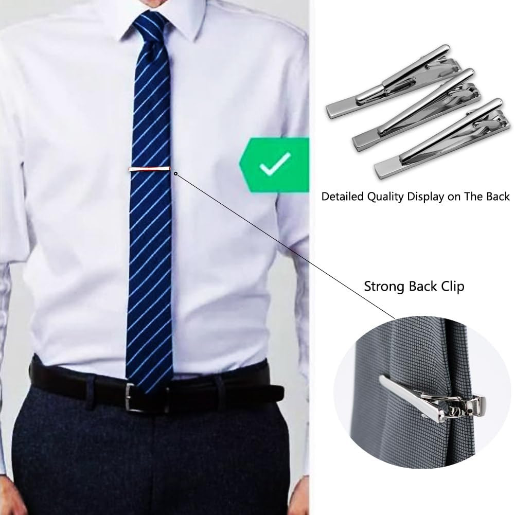 Unique Tie Clip for Men Set White Blue Red Tie Bars,Novelty Tie Clip Vine Patter