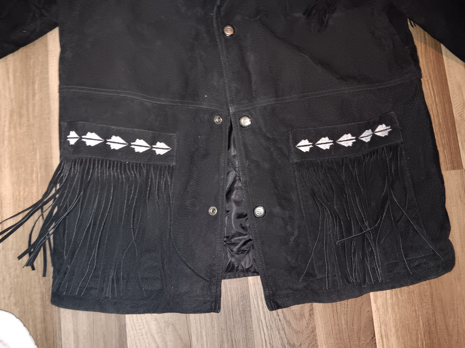 High Noon black Leather Suede Fringe Mens Western style Medium size jacket