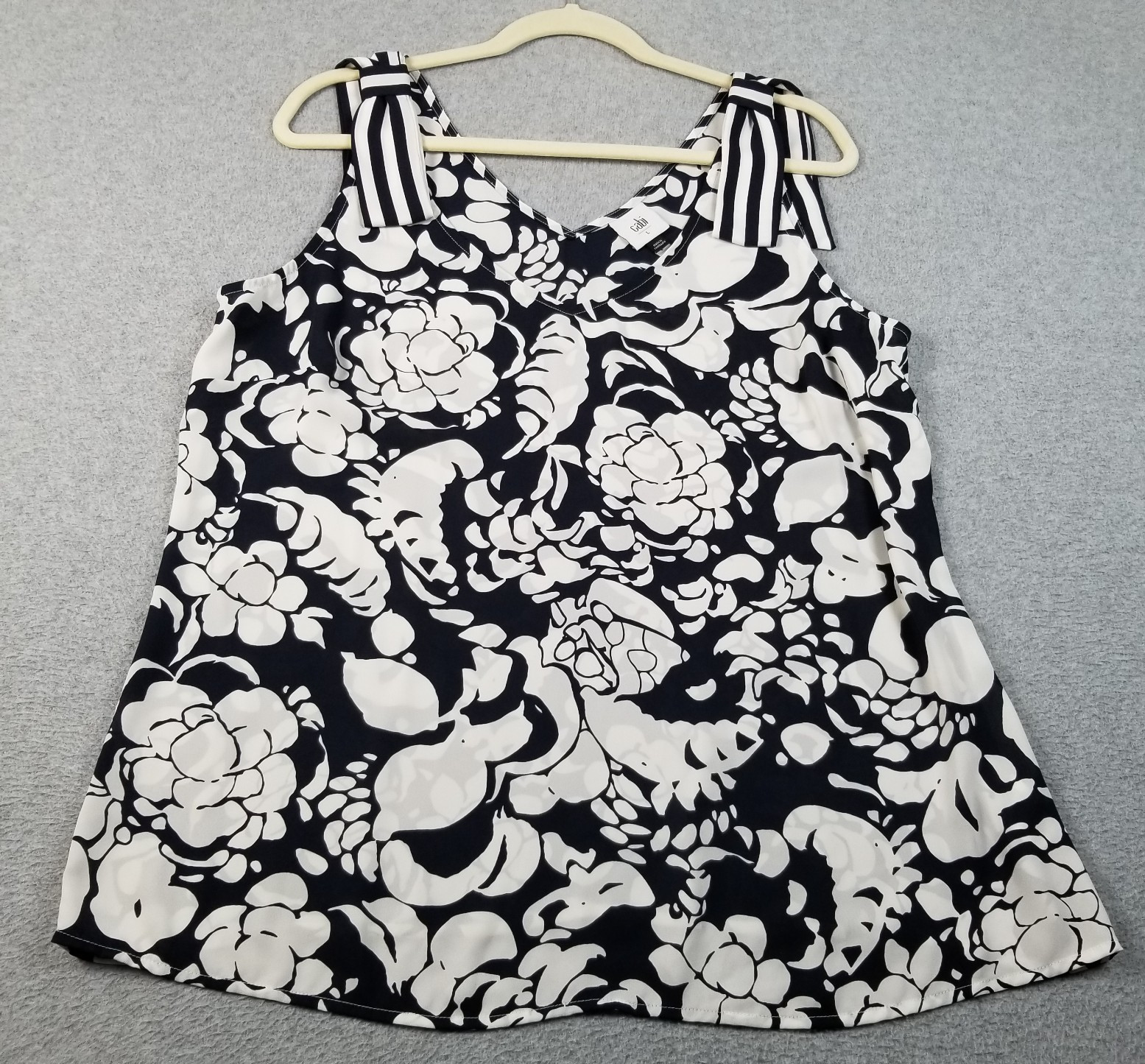 Cabi Tank Top Women’s Large L Blue White Floral Sheer Sleeveless Mia 5731 Spring