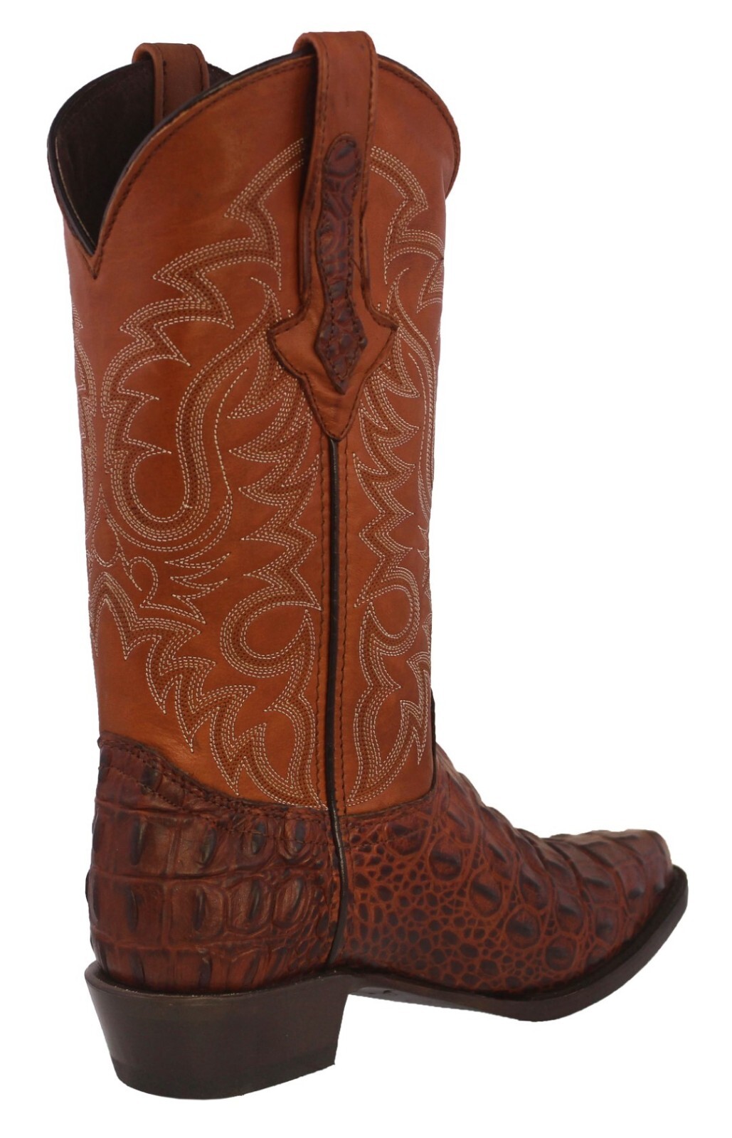 Mens Cognac Crocodile Alligator Pattern Genuine Leather Cowboy Boots J Toe Botas