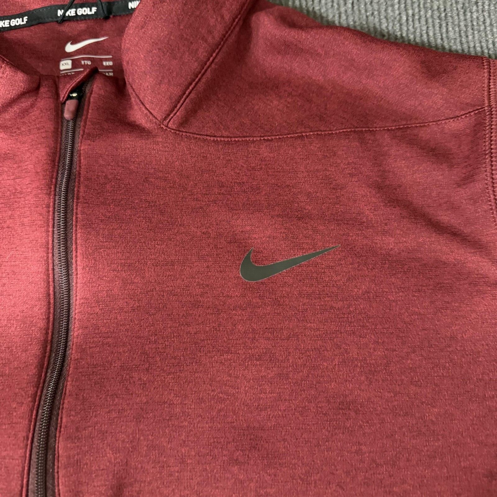 Nike Golf Pullover Mens 2XL Red Fleece 1/4 Zip Mock Neck Short Sleeve 932350-653
