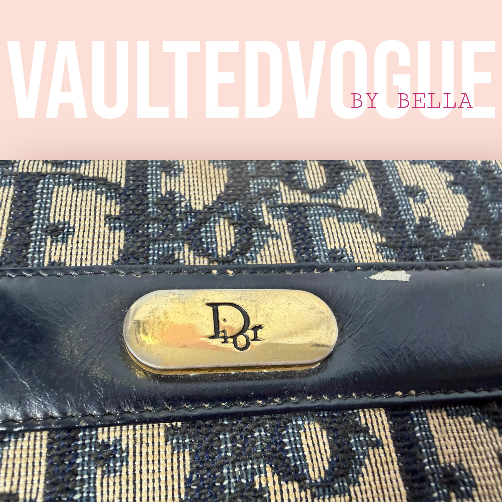 Authentic Vintage Christian Dior Trotter Monogram Gold Chain Crossbody Bag