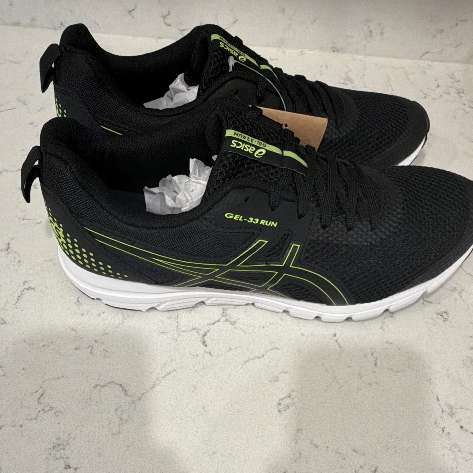 ASICS GEL-33 RUN Men’s Running Low Top Lace-Up Sneakers Black/Green