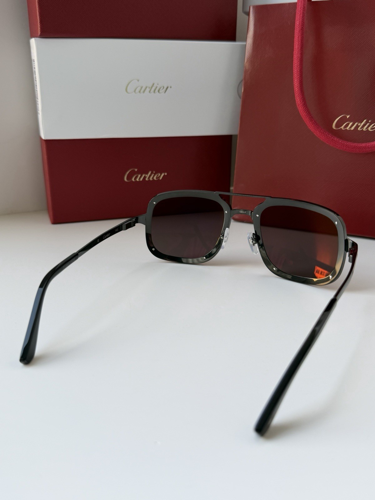 Cartier Santos Sunglasses CT0194S 004 Black Smoke Grey Light Mirror Navigator