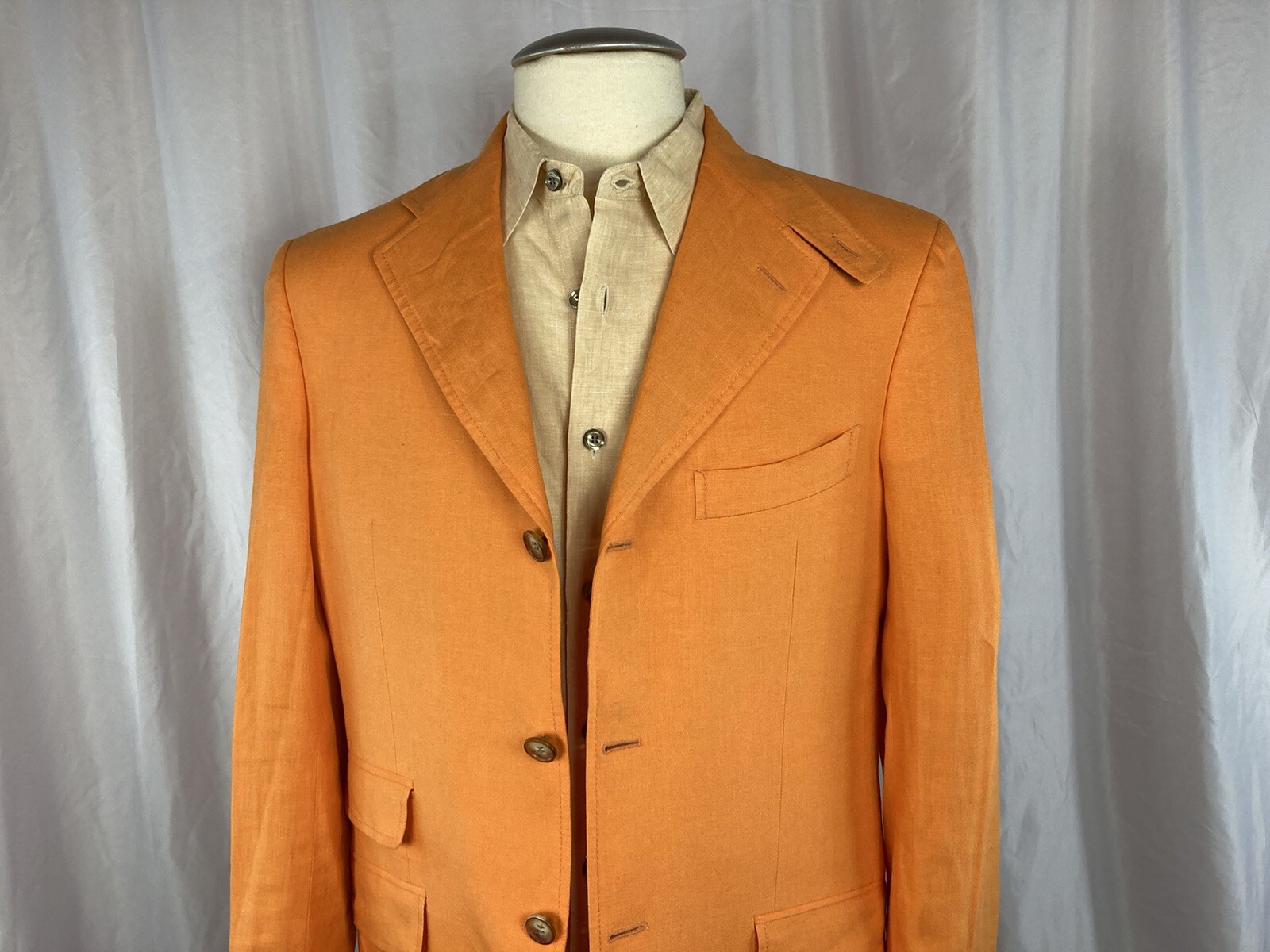 Etro Blazer Orange 50 3 button D Vent 100% Lino Italy