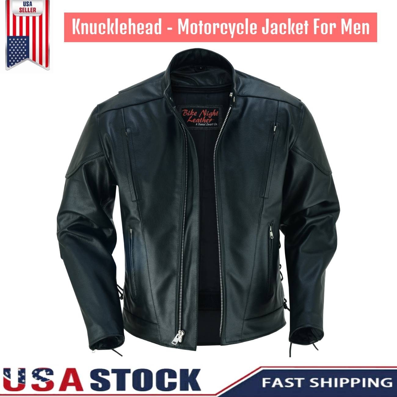 Men’s Motorcycle Biker Vintage Cafe Racer Distressed Black Real Leather Jacket