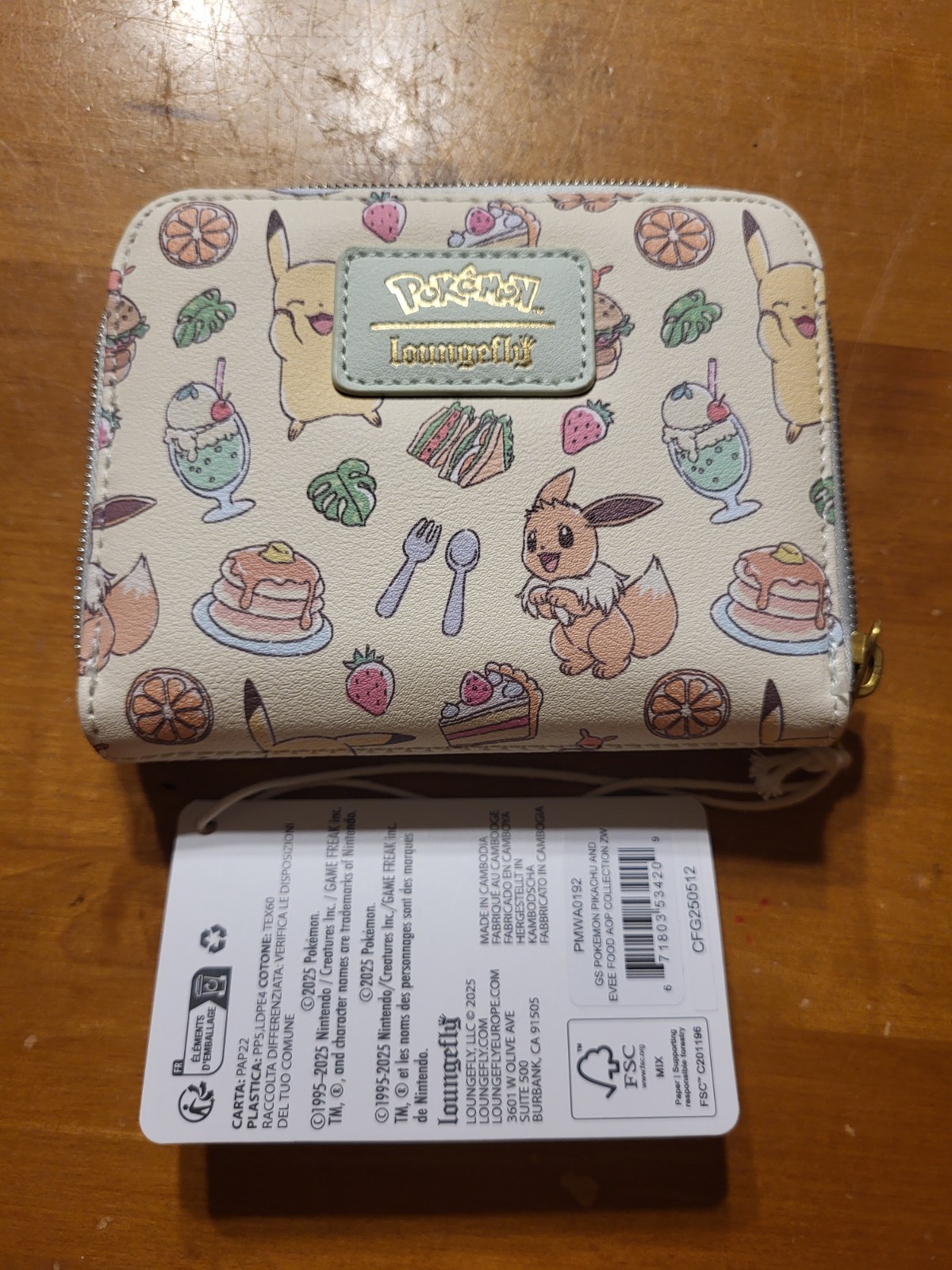 Loungefly Pokemon Pikachu Eevee Cafe Food Bifold Wallet