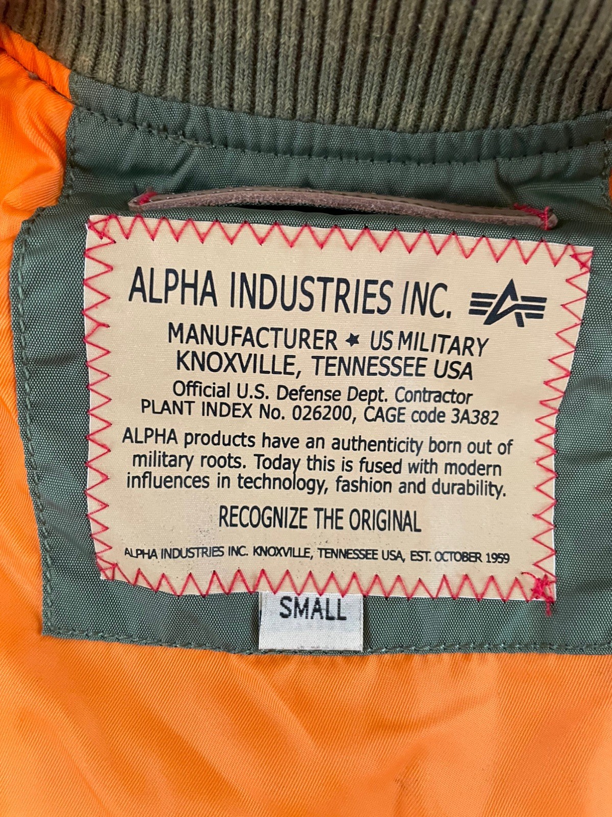 Alpha Industries MA-1 TT Men’s Bomber Sage Green Small