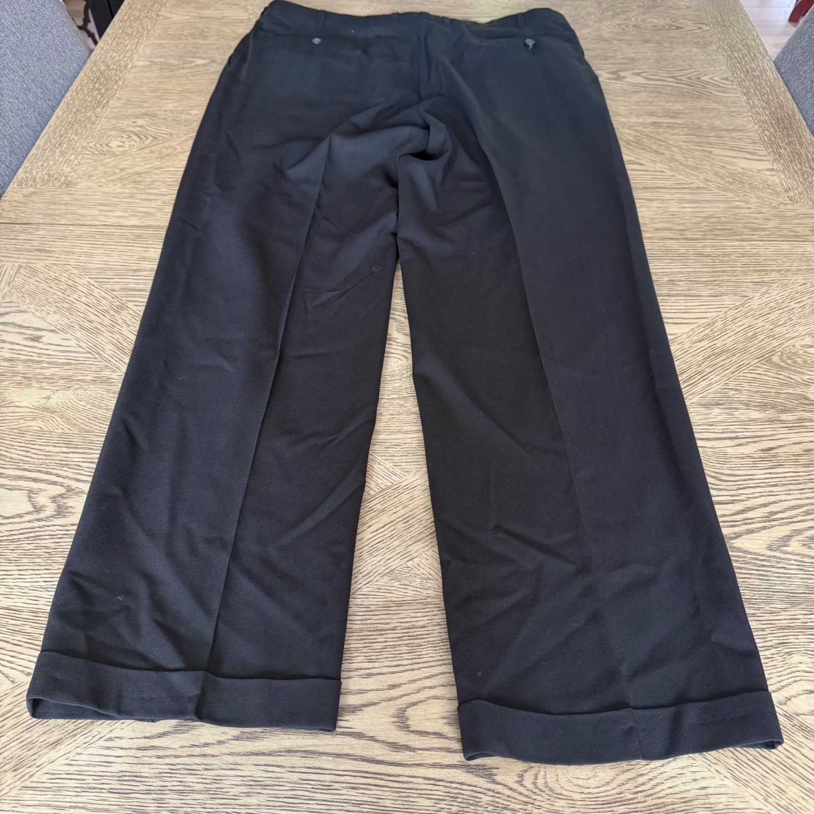 Pronto Uomo Mens 41 Black 100% Worsted Wool Pleated Cuffed Dress Pants Canada