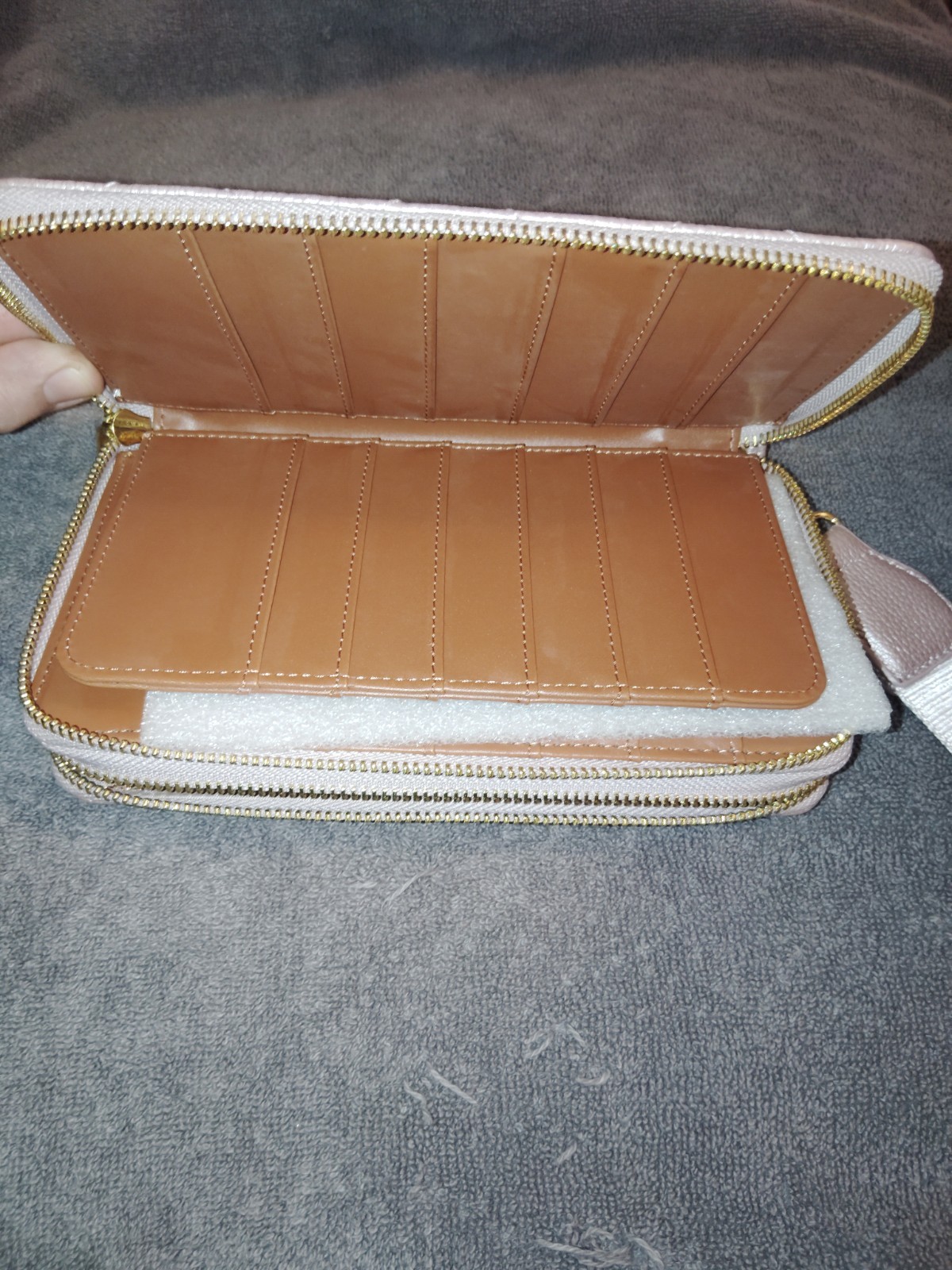 Joy Mangano Quilted Wristlet Wallet Zip Around with Strap