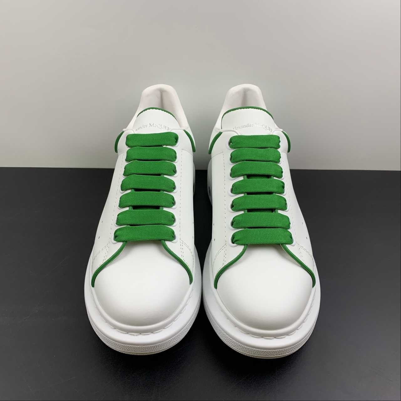 Alexander McQueen Oversized Sneaker White Green Piping & Wide Laces Unisex Leath