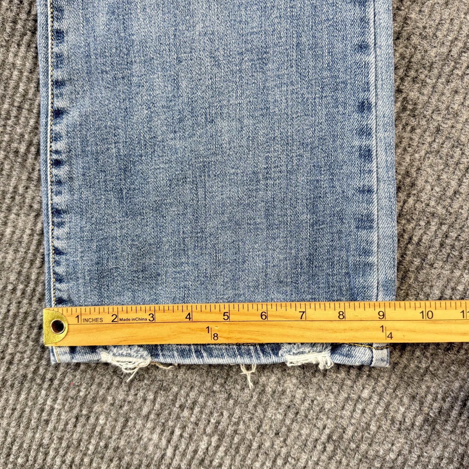 Judy Blue Bootcut Jeans Womens 11/30 Blue Wash Distressed Fringe Stretch Denim