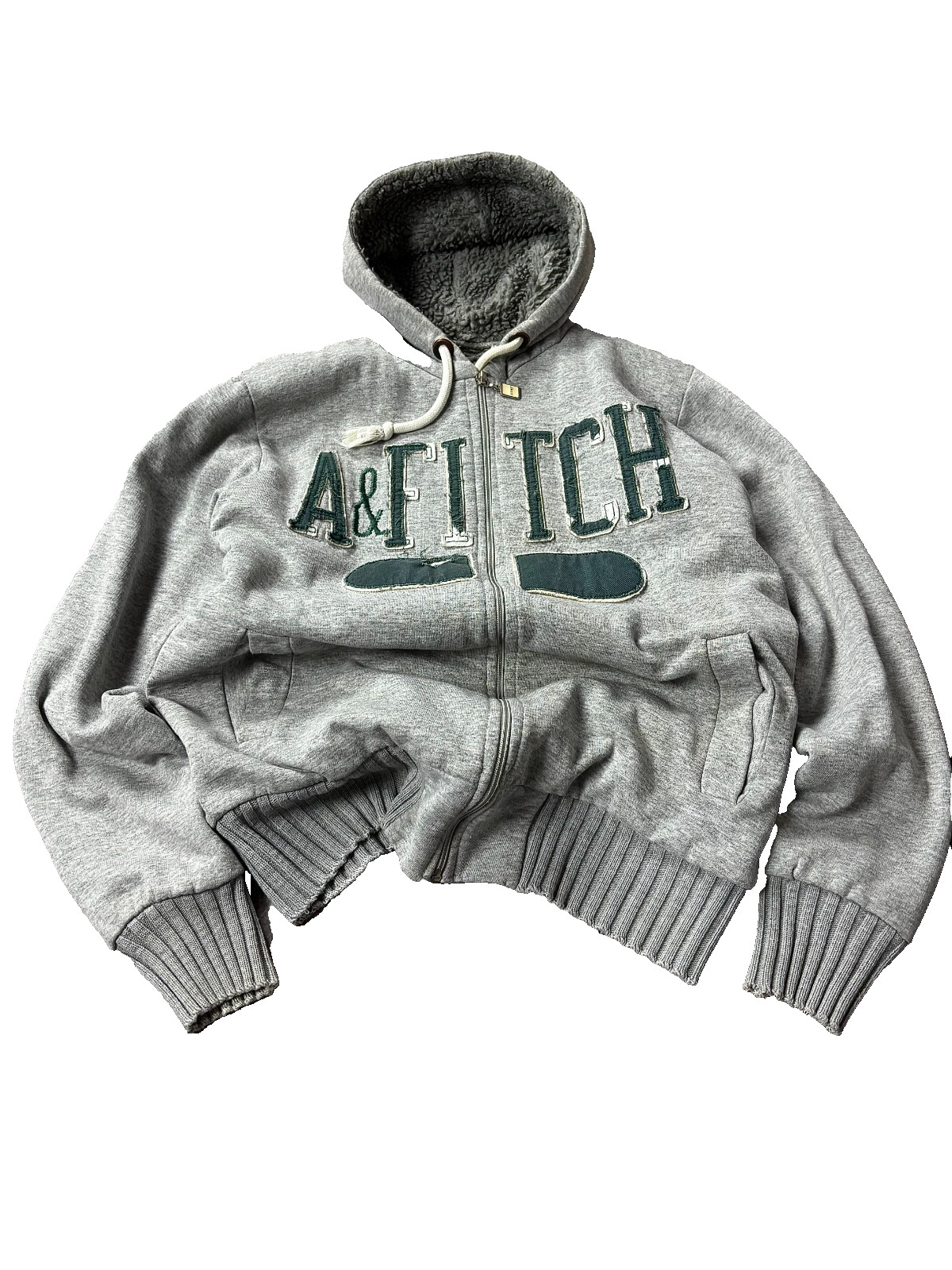Abercrombie & Fitch Japanese Sherpa Lined Hoodie Zip Up Heavy Sweatshirt Jacket