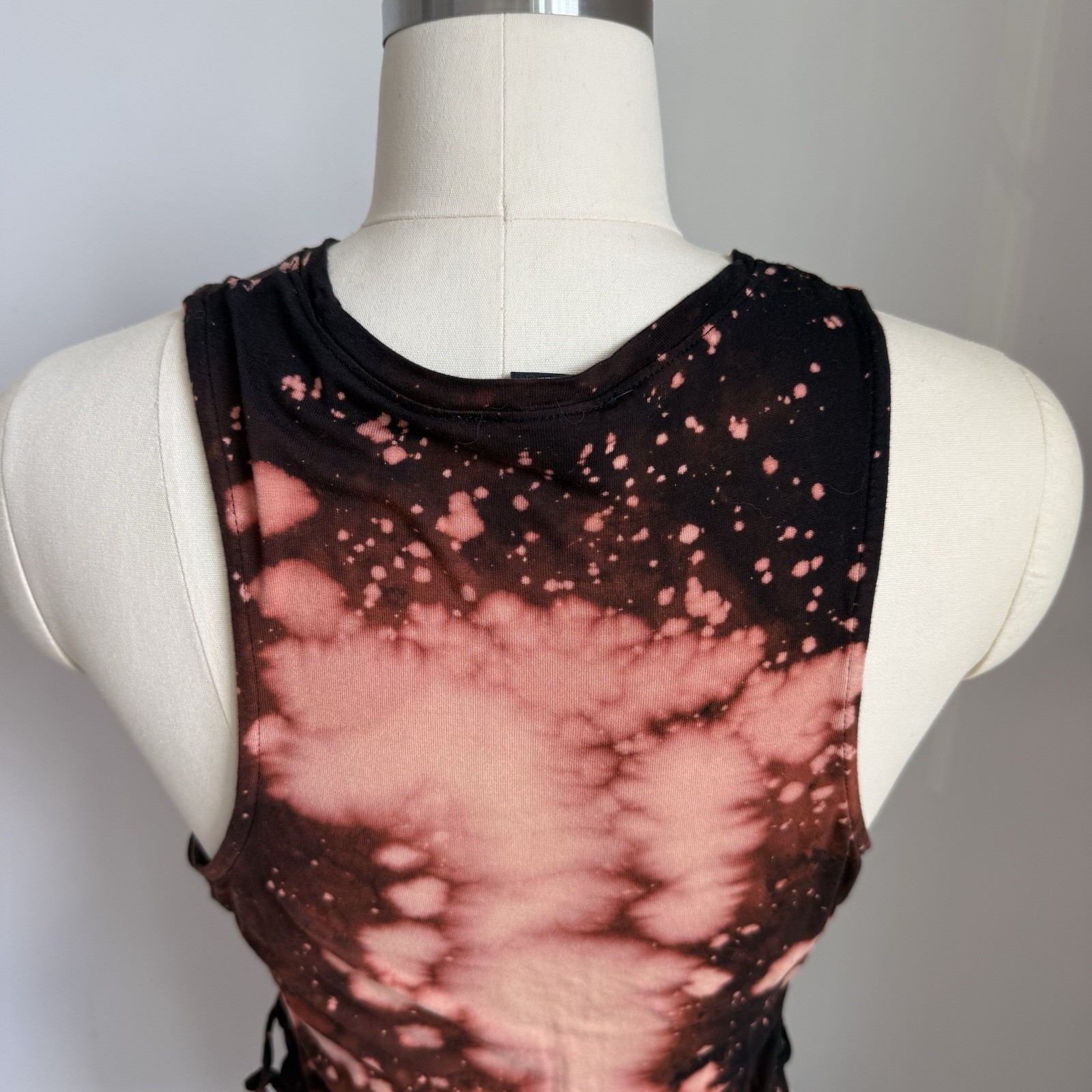 Forever 21 Tie Dye California Tank Lace Up Y2K Grunge Boho Festival Stretchy Sm