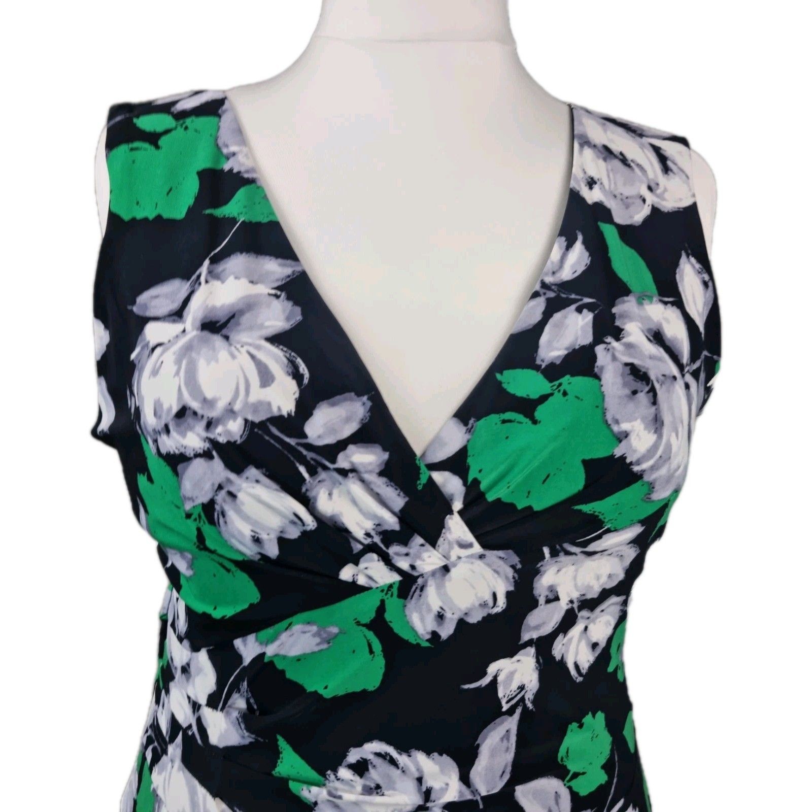 Phase Eight Green Floral Wrap Dress UK 16 Midi Occasion Wedding Guest Party