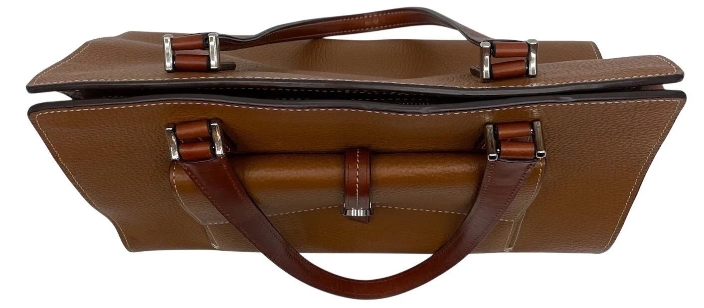 Dooney & Bourke Cambridge Zip Satchel Tan Pebbled Leather Tote Shoulder Bag READ