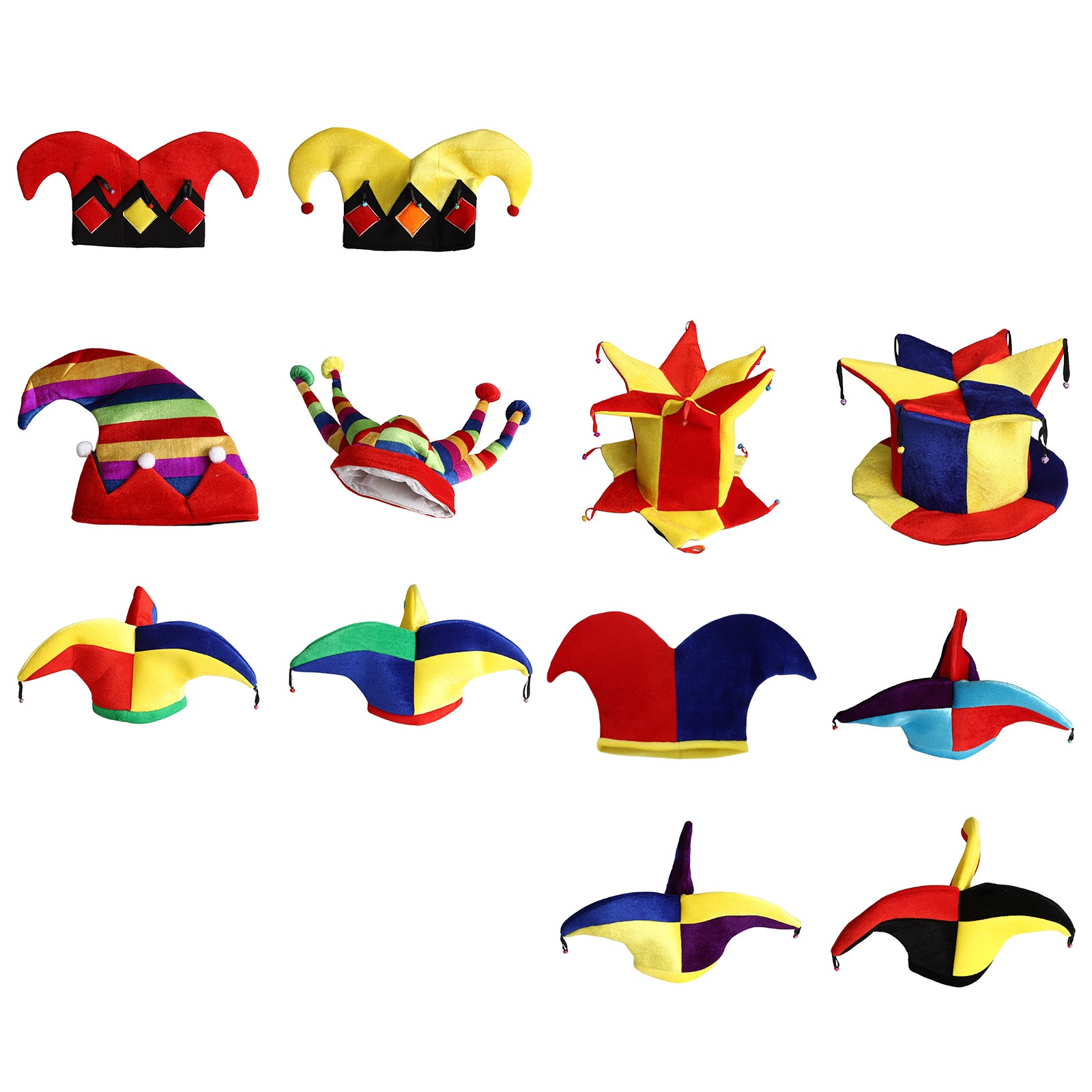 1Pcs Jester Cap Fashion Party Costume Soft Clown Hat Multicolor Panels Headwear