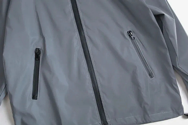 NEW SIZE Night Reflective Jackets Double Fabric Windbreaker Hooded Jacket Men