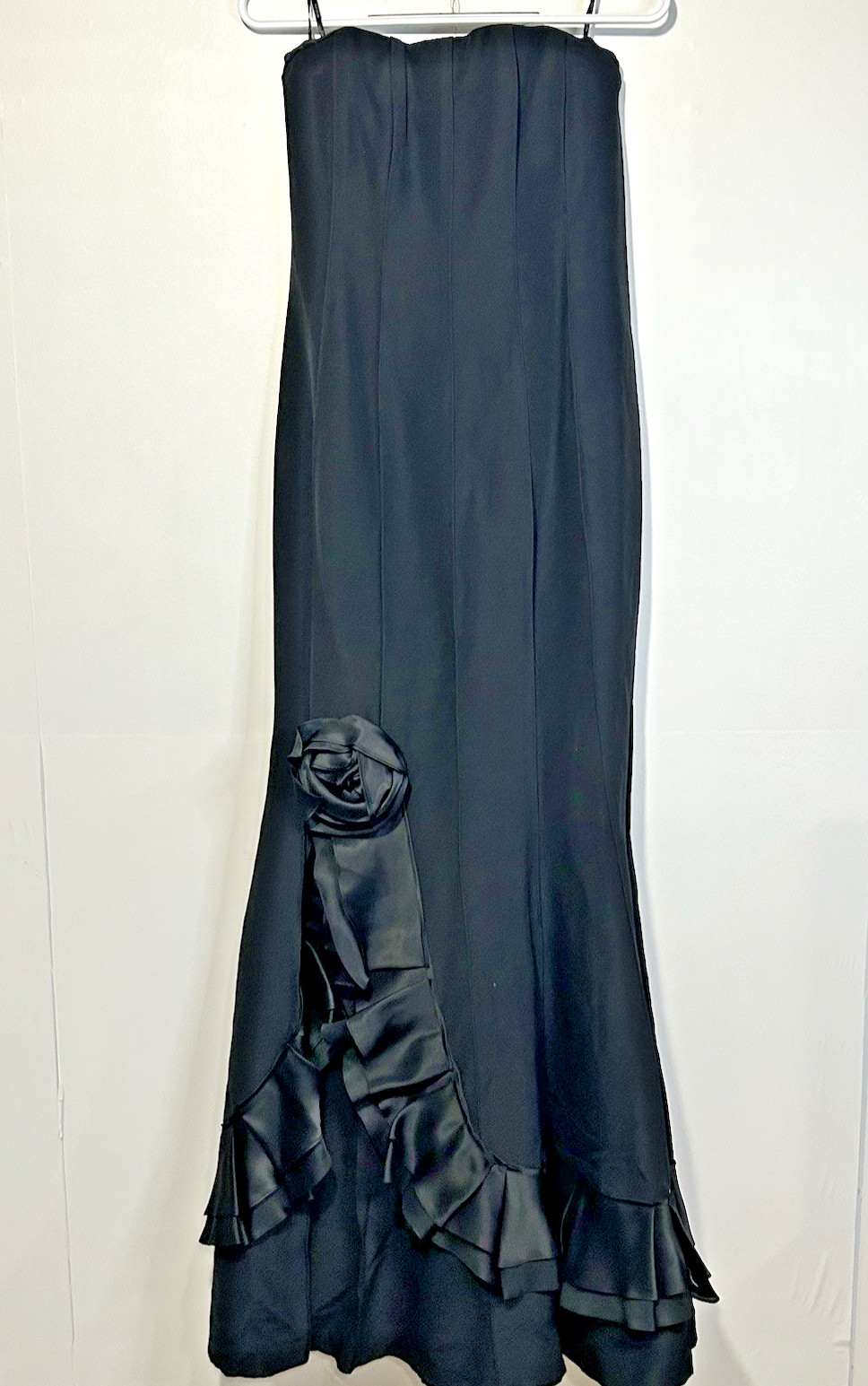 Kay Unger Black Strapless Maxi Dress Size 6 Formal Evening Gown Silk Blend