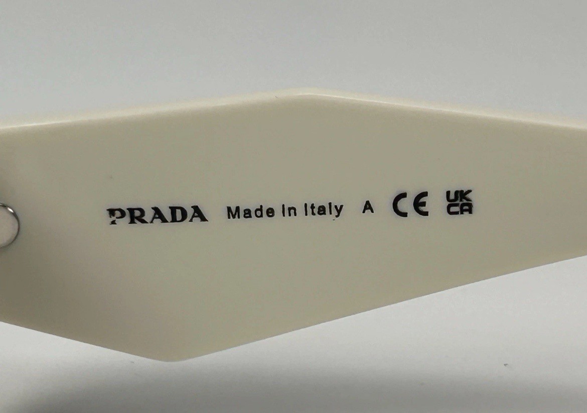 Authentic PRADA SPR 17W 49[]20 142-5S0 Talc Dark Gray Sunglasses