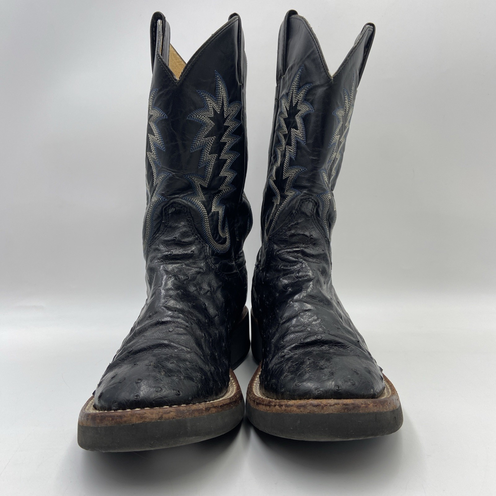 JUSTIN Black Ostrich Skin Mens Size 6D Round Toe Cowboy Boots #5003 USA Made