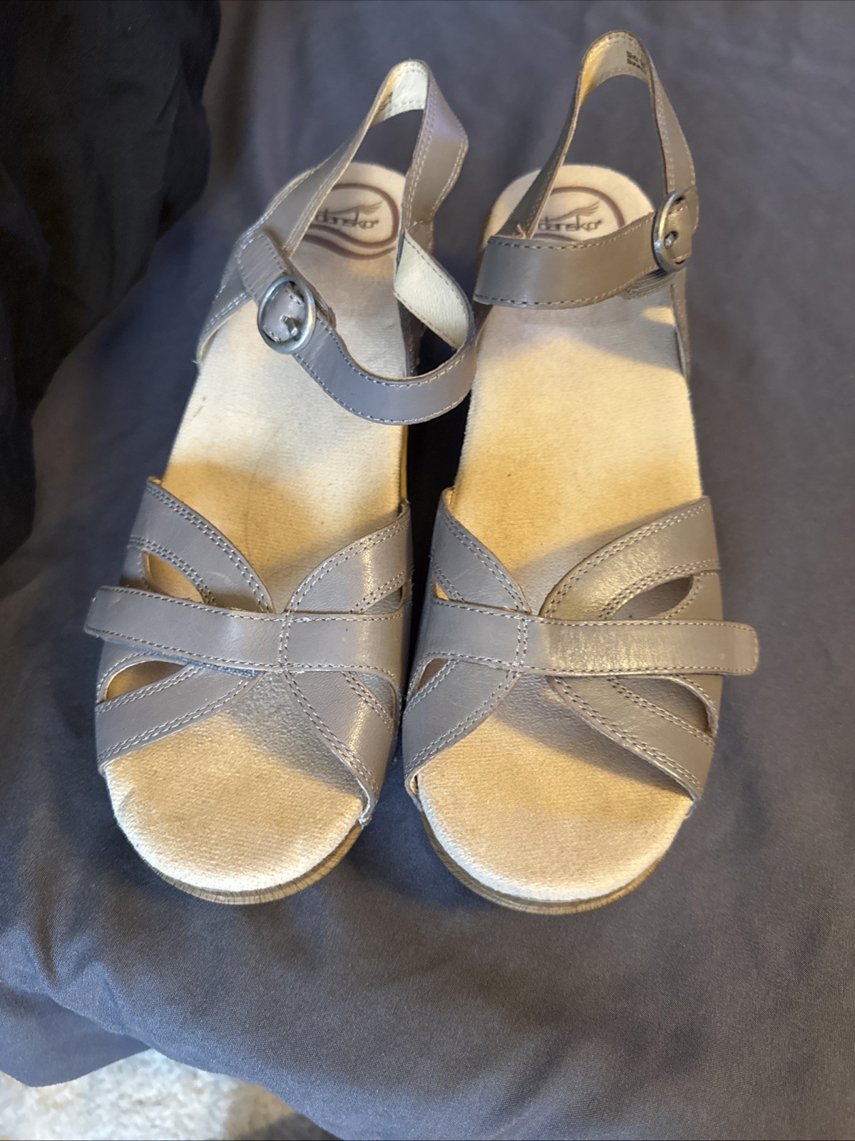 Dansko Season Burnished Calf Stone Sandal 38 NiB