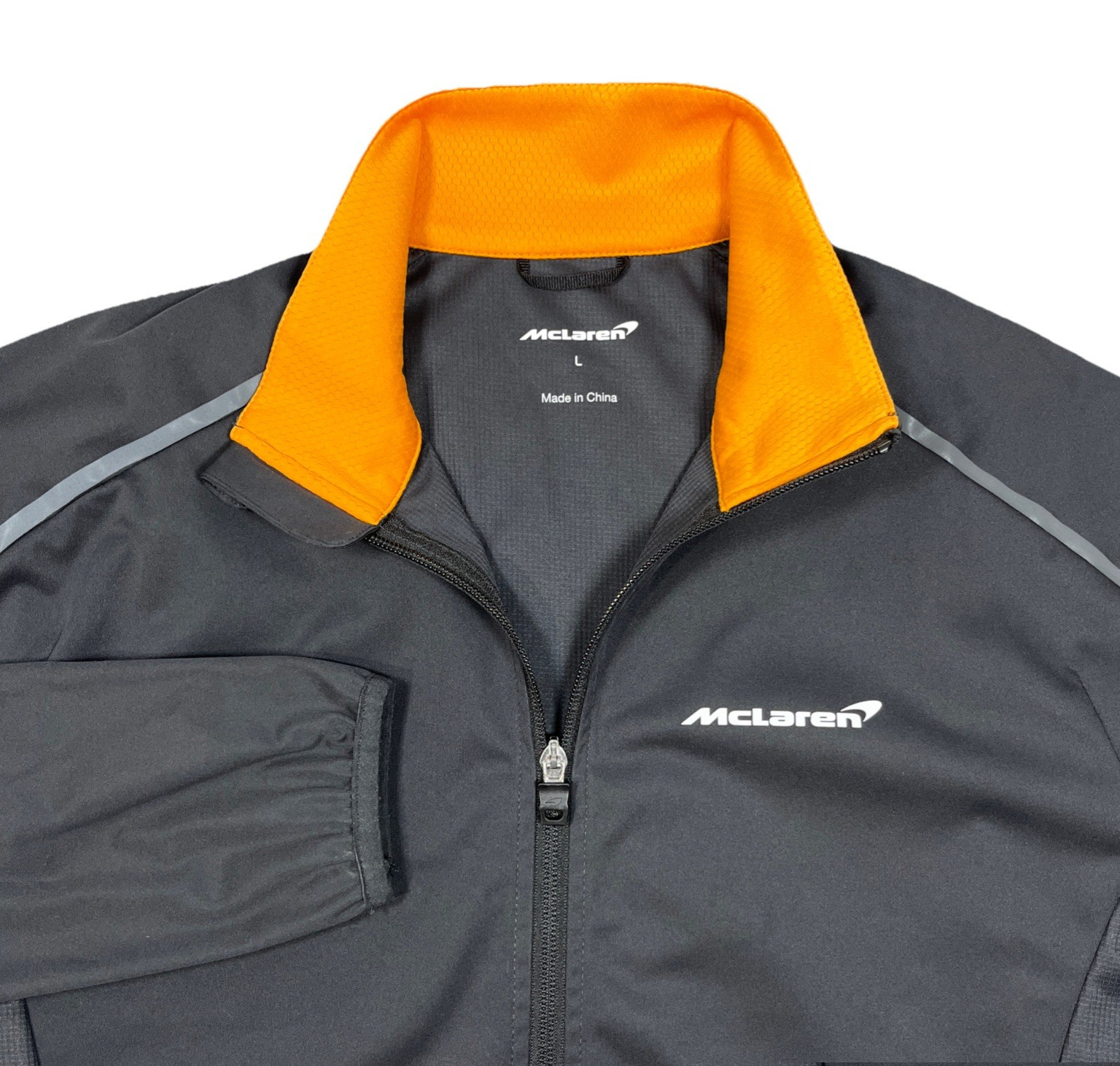 Mclaren Womens Full Zip Charcoal Orange Softshell Racer Drive Jacket US Medium