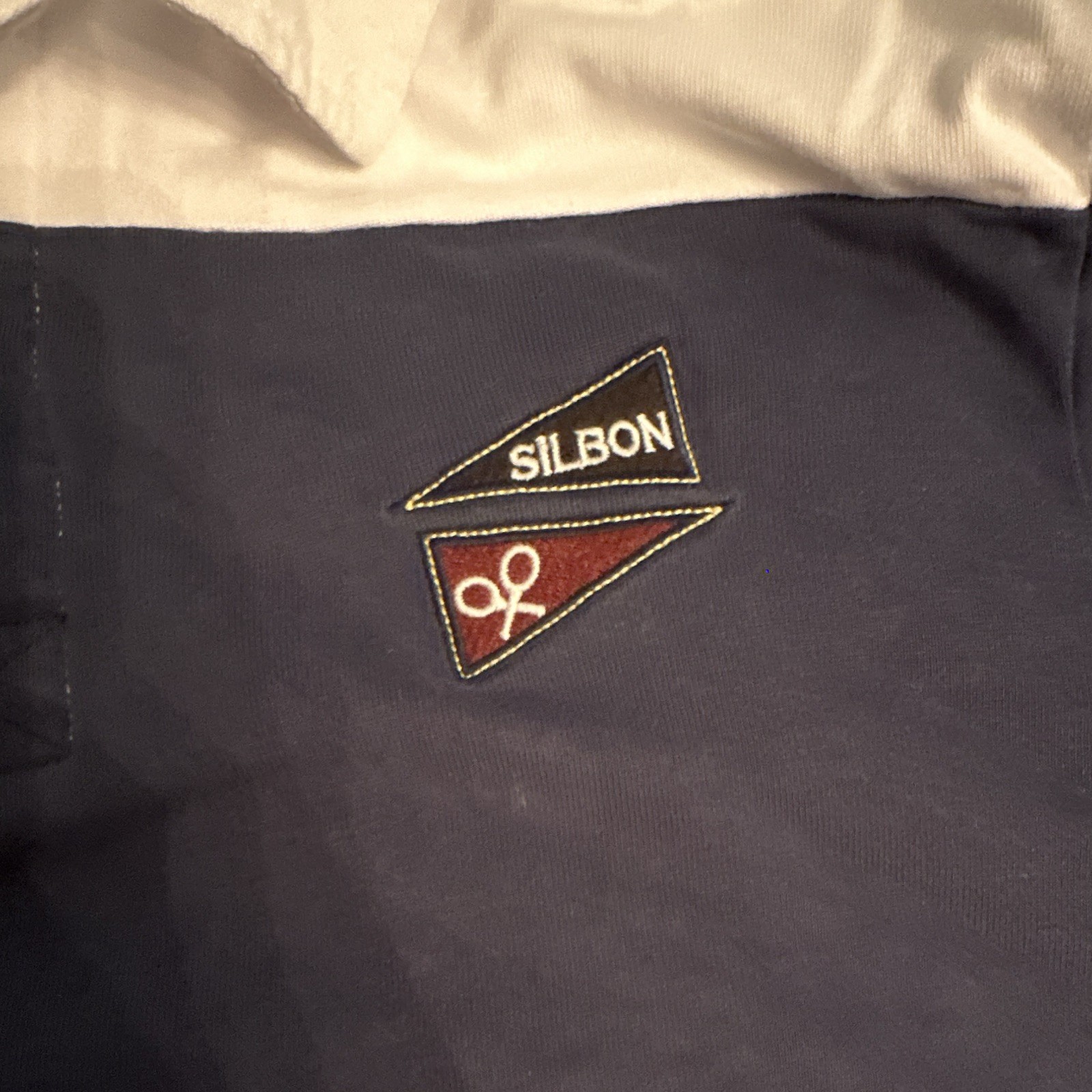 Silbon University Sport Men’s Striped Long Sleeve Polo Blue White Size L