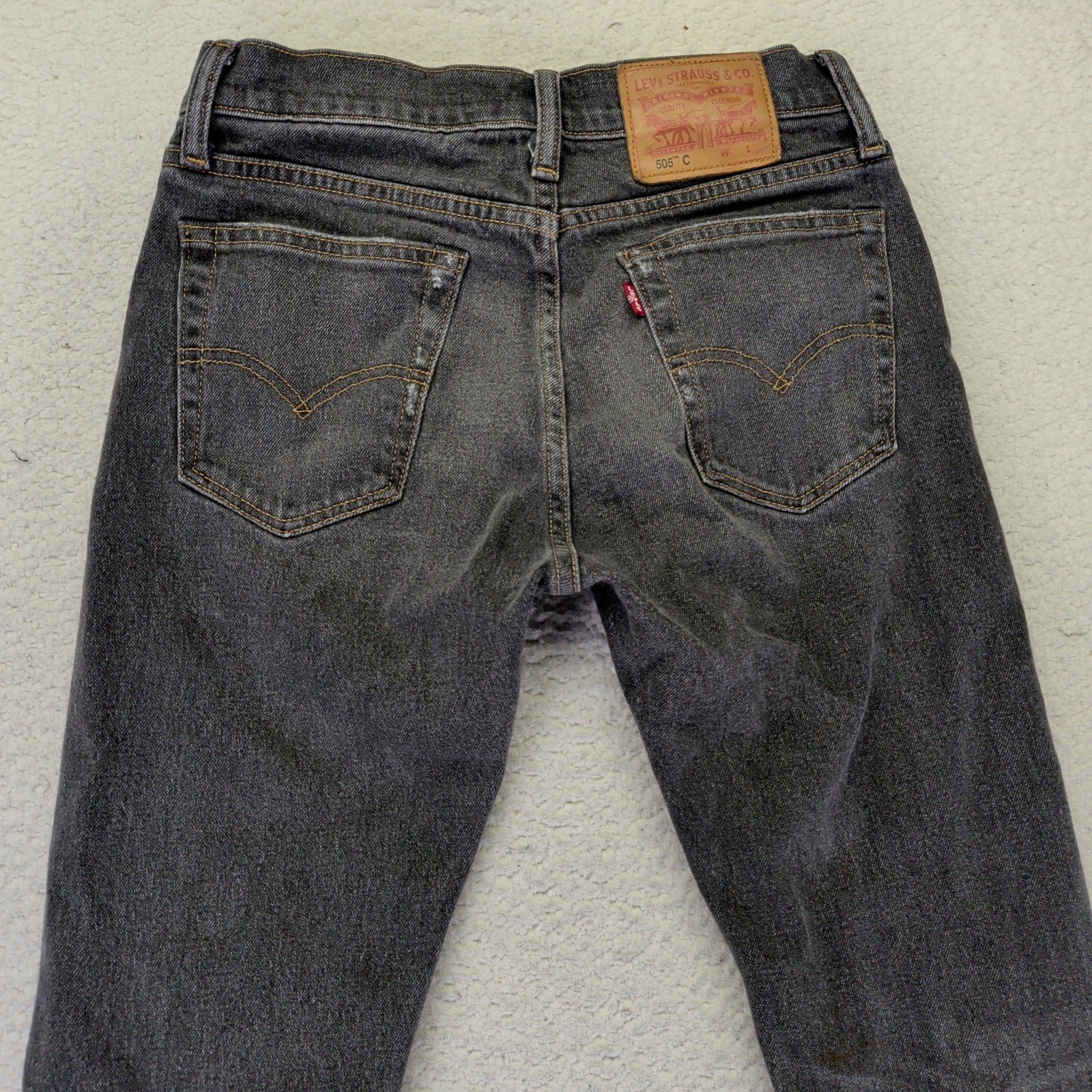 Levis 505 C Slim Straight Distressed Faded Black Jeans Womens W27 L32 28342-0006
