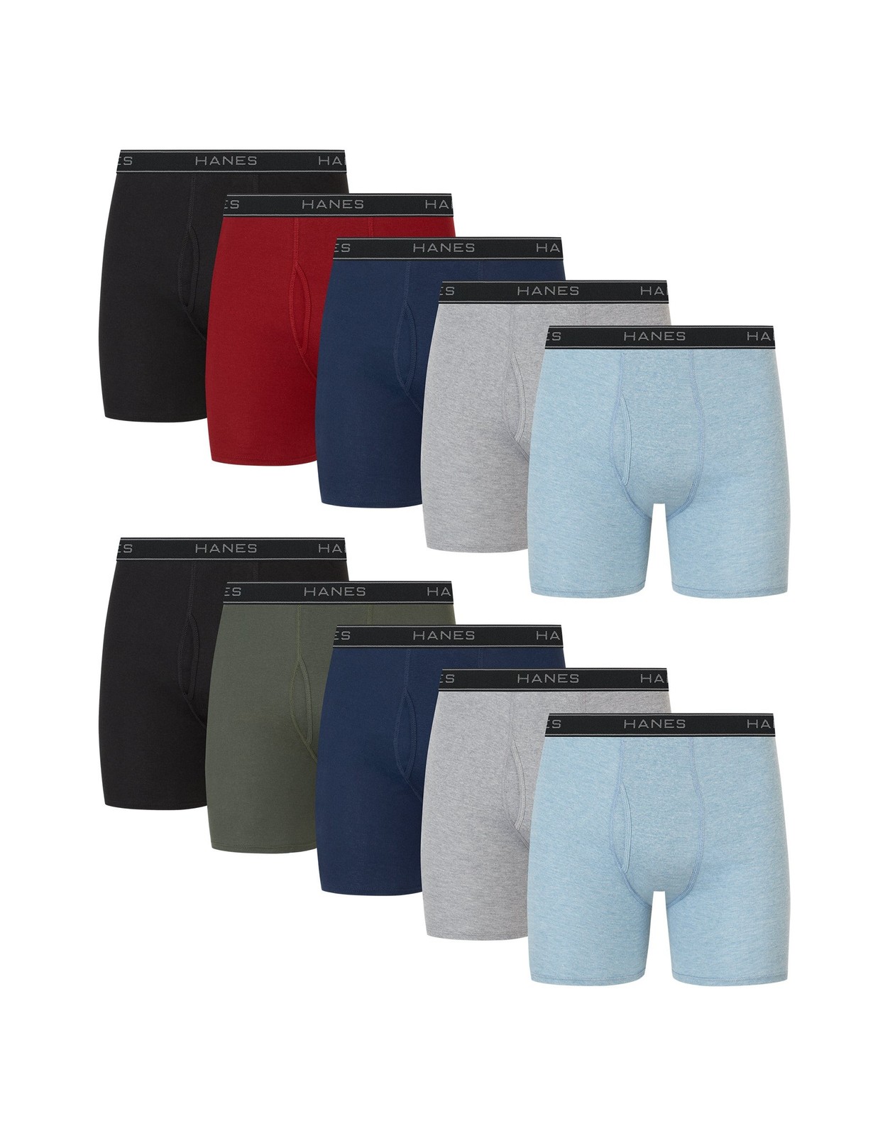 Hanes Men’s Cotton Boxer Briefs Multipack Sizes M-XL, Assorted Colors