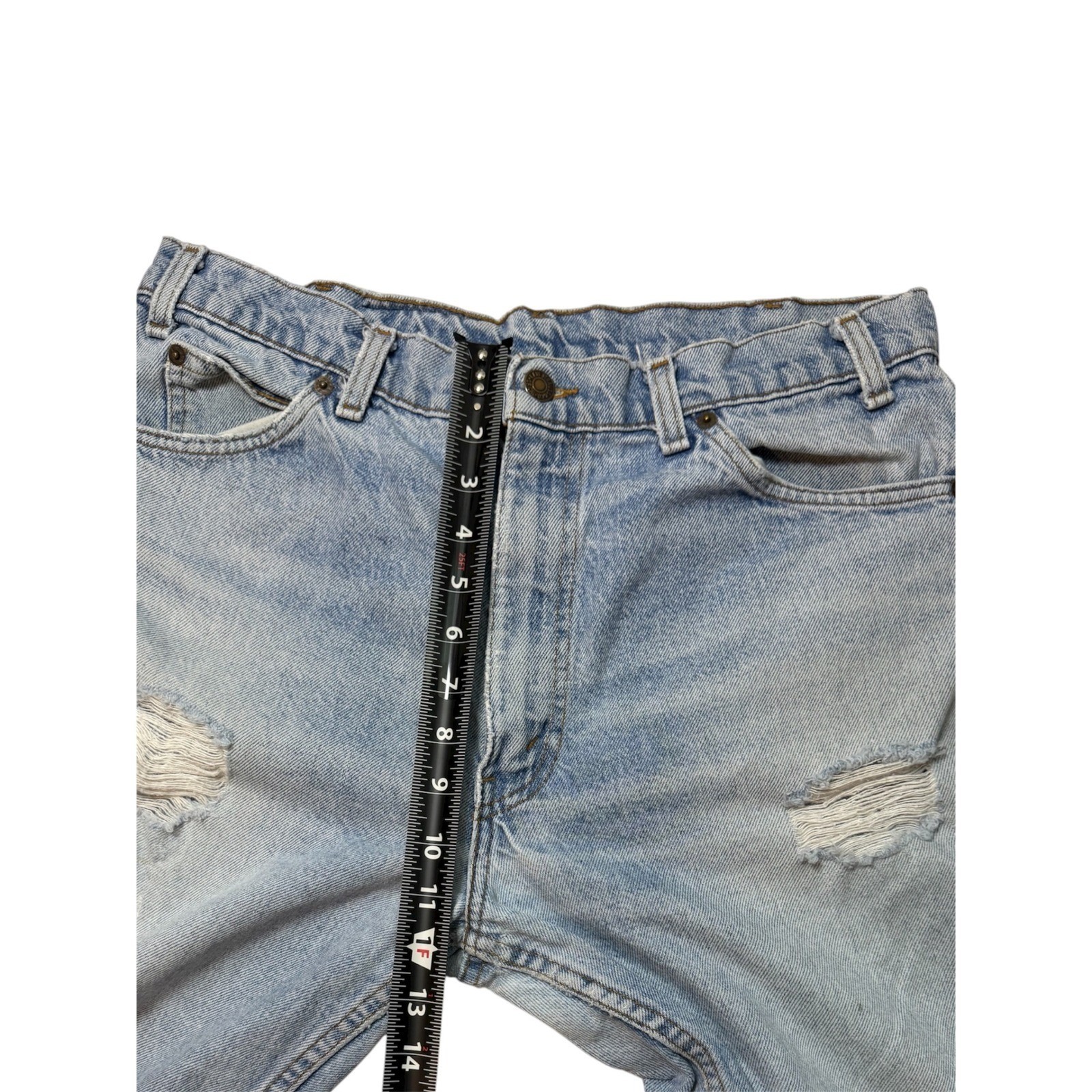 Vintage Levis 540 Two Horse Distressed Light Wash Straight Leg Jeans Mens 34×30