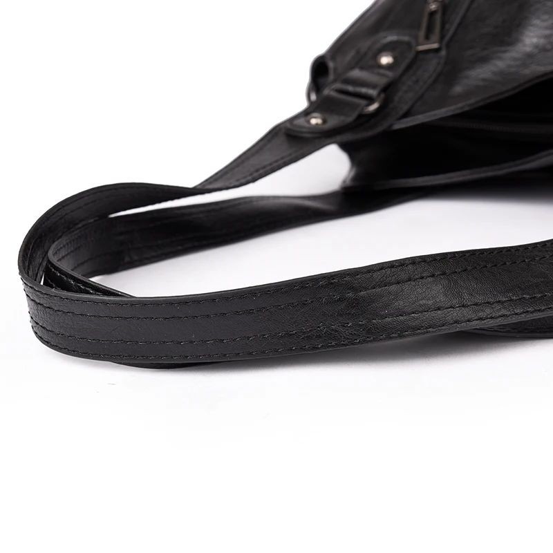 Women’s PU Leather Shoulder Bag Large Capacity Zipper Tote Handbag Casual