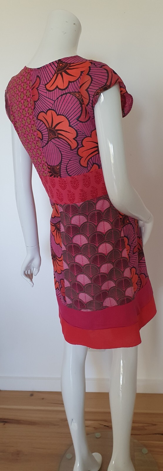 Boom Shankar Sz 8 Dress S/Sleeve Boho Printed 100% Cotton