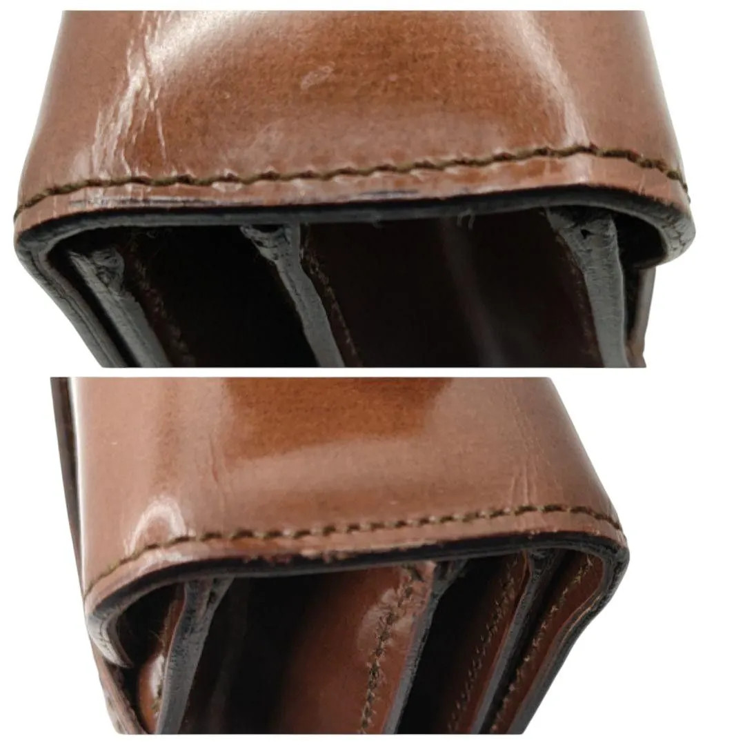 Prada Mini Leather Handbag Brown Tote Bag Purse Triangle Logo 8.6×4.9×2.0in