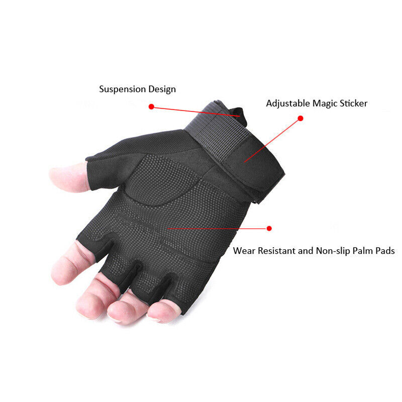 Tactical Half Finger Gloves Men’s Army Military Combat Outdoor Sports Fingerless