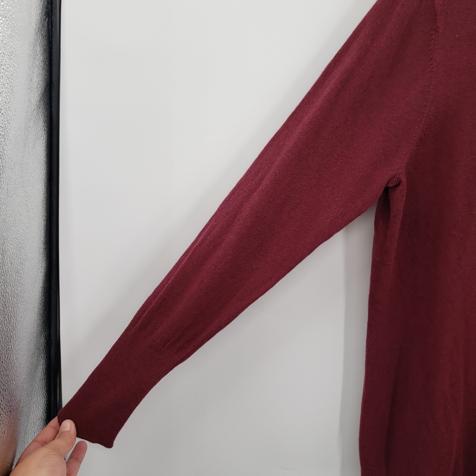 Worthing Large Burgundy Red Sweater Womens Cotton Blend Pullover Round Neck