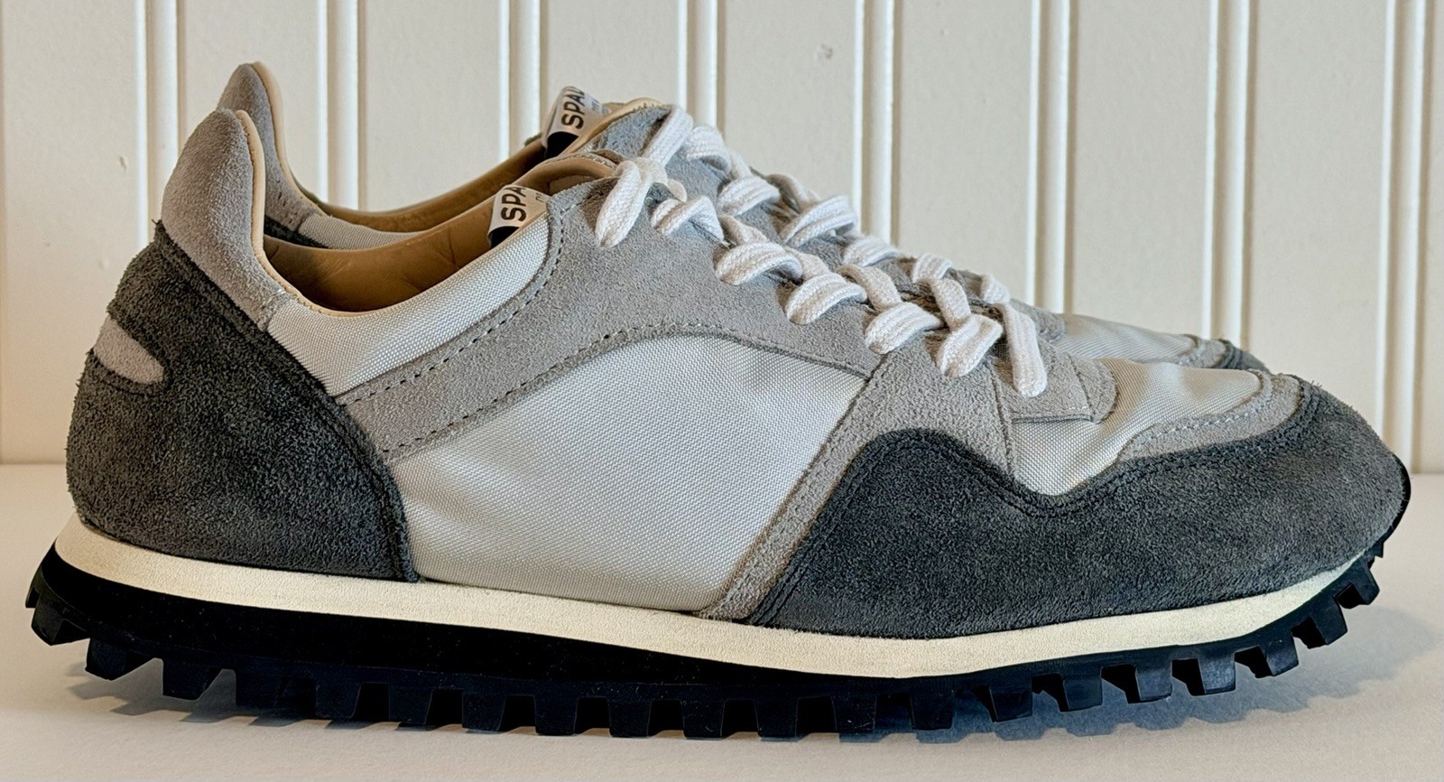 SPALWART Marathon Trail Suede Leather Sneakers Gray White Women Size 7 $300 NIB