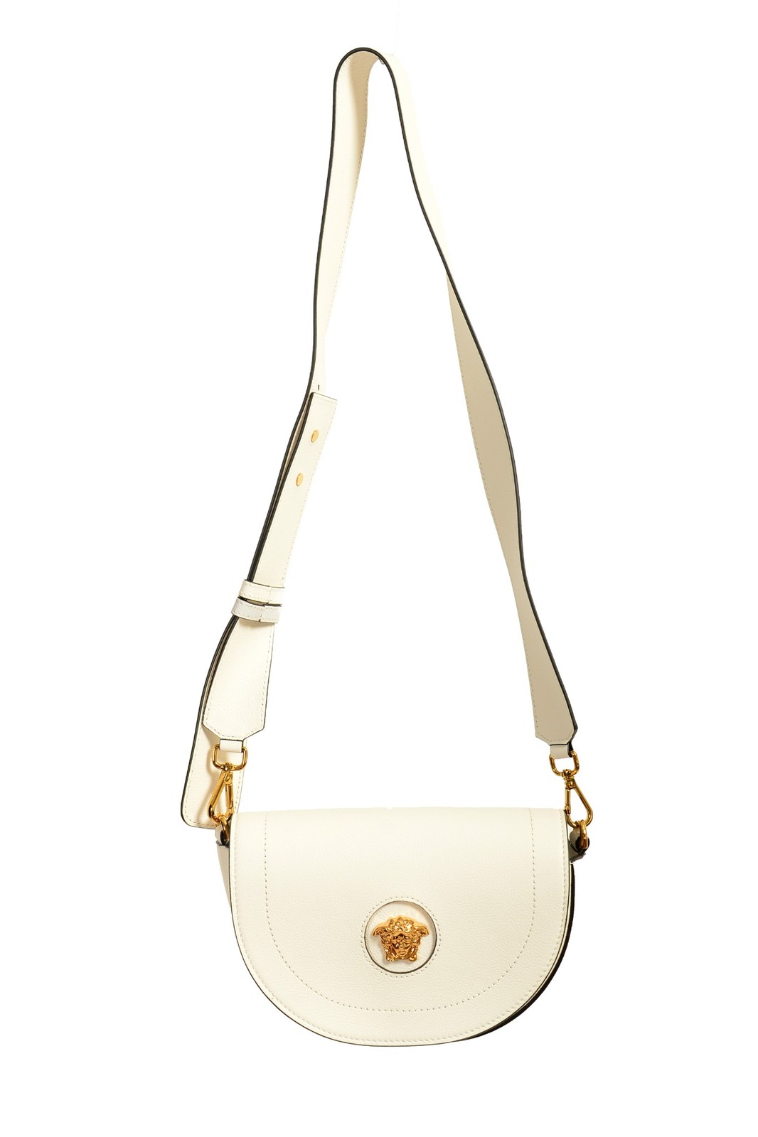 Versace Women’s Grainy Leather Gold Medusa Half Moon Handbag Shoulder Bag
