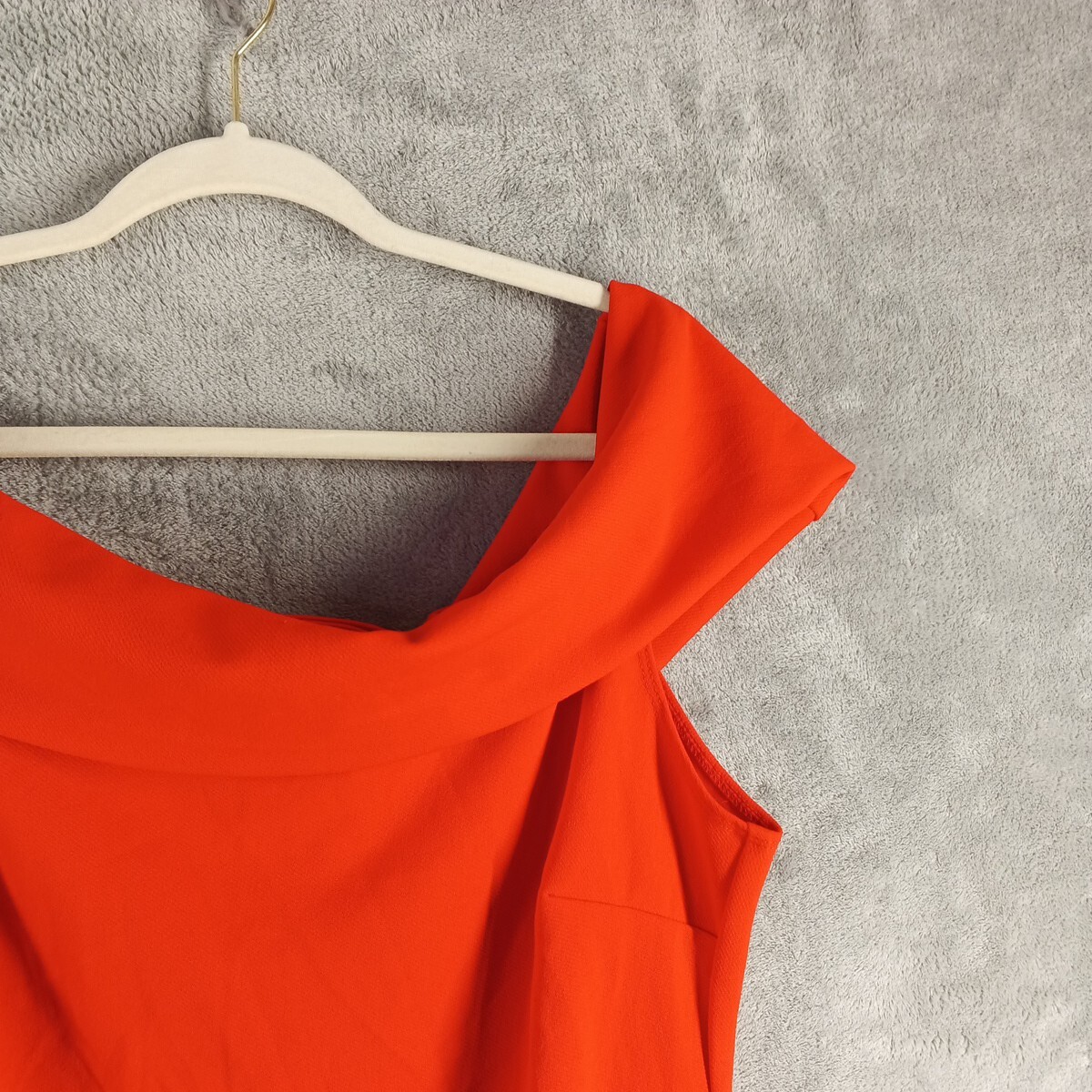 REBECCA B Sheath Red Dress Size 14 Women Off The Shoulder Knit Elegant Zip