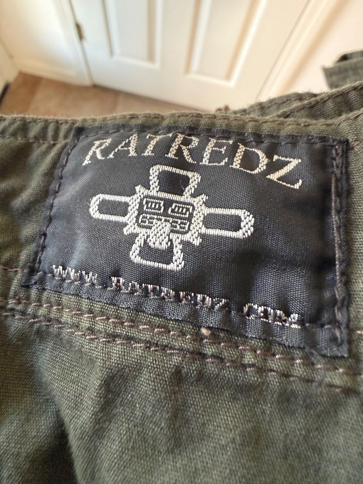 Ratredz 36 Waist 3/4 Cargo Shorts Olive Green Festival Lace Up Tribal Panels