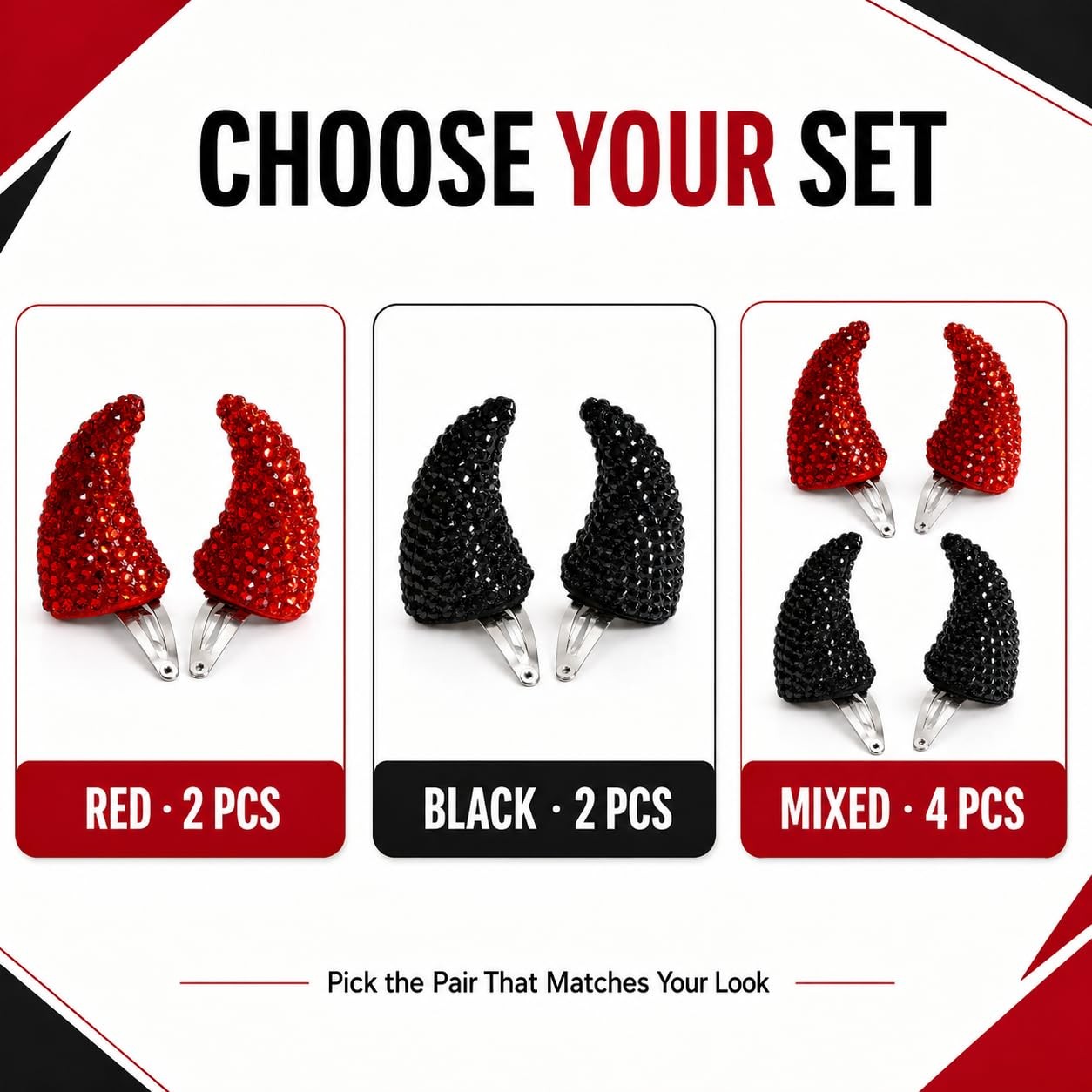 Devil Horn Hair Clips 4 Pcs Black Red Devil Horns Hair Clip Halloween Hair Acces